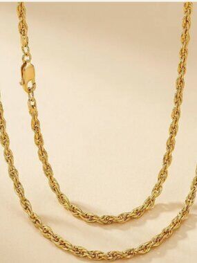 18k Men's Solid Yellow Gold Braided Necklace